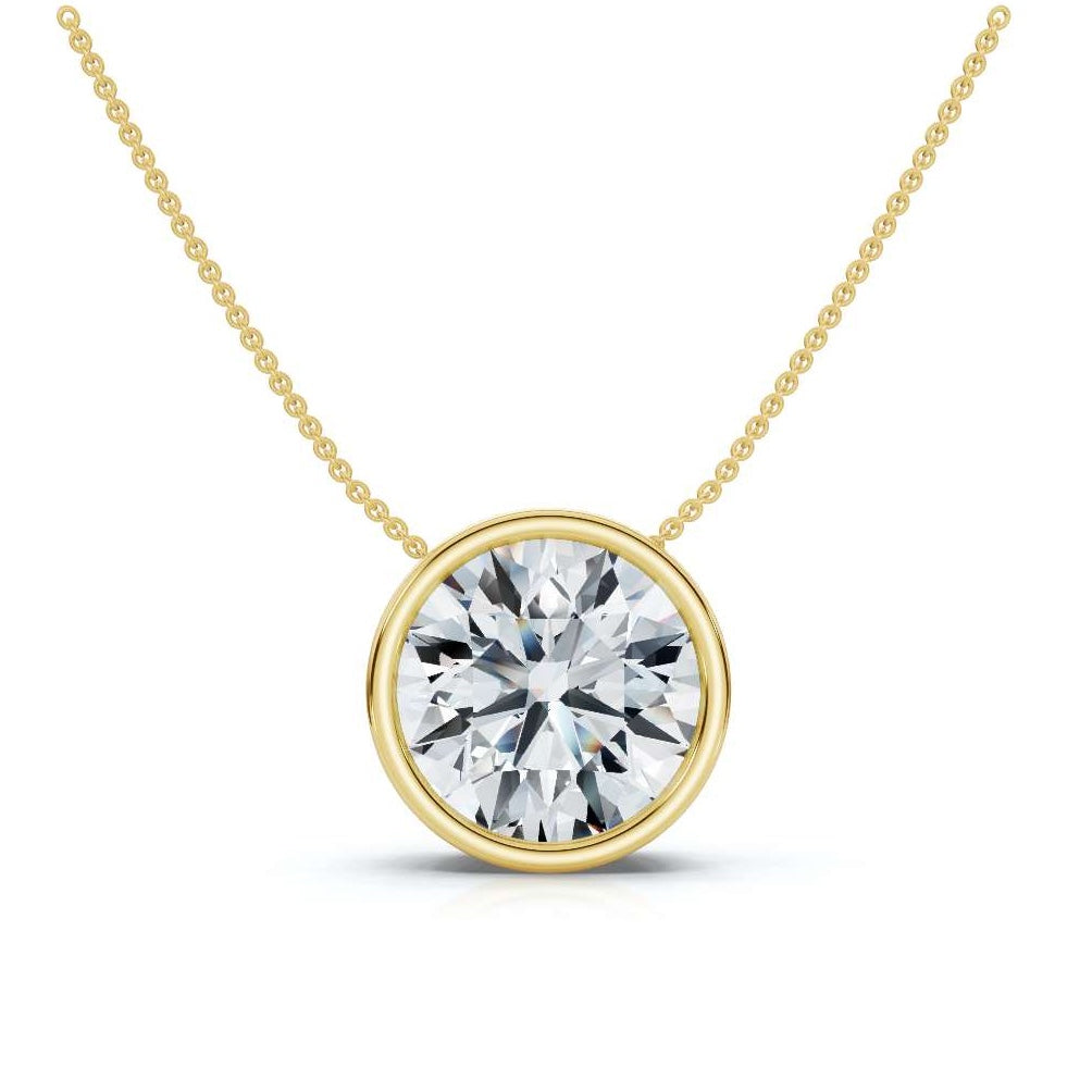 3.00cts Round Lab Grown Diamond Bezel Set Necklace