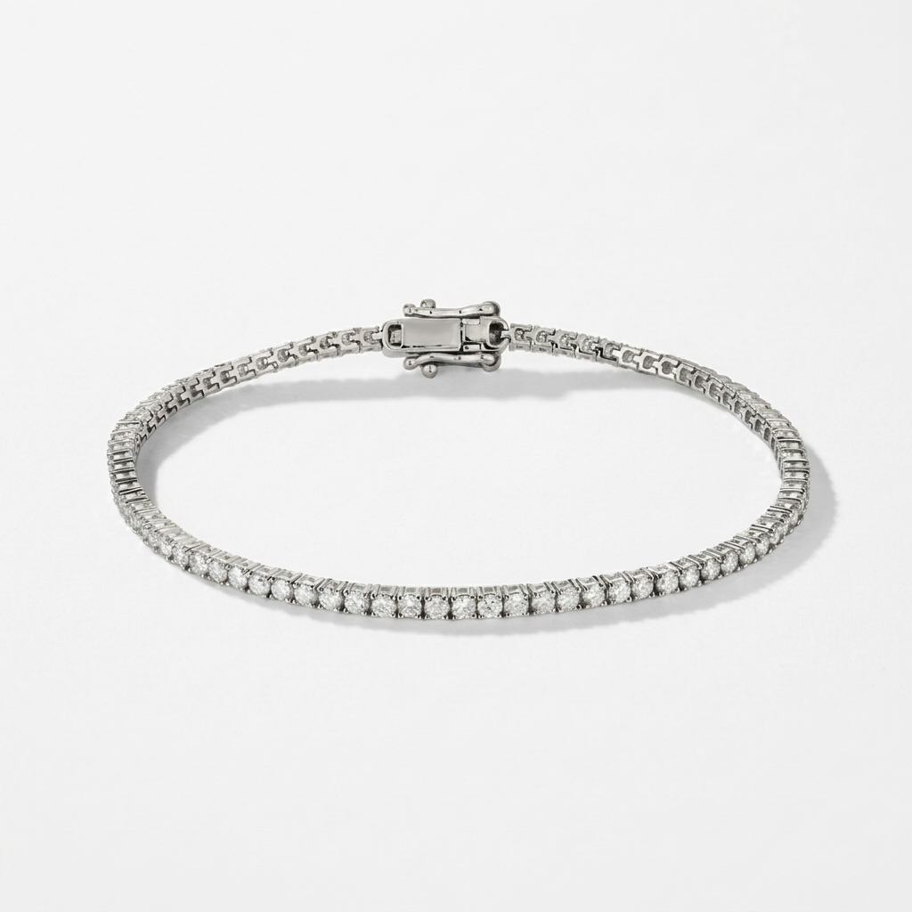 3.00ctw Lab Grown Round Diamond 14kt White Gold Bracelet