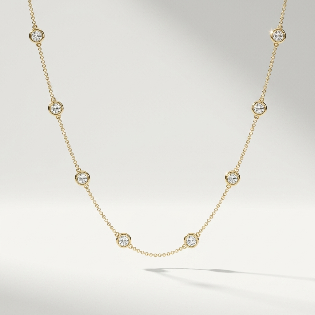 Diamond Bezel Set Station Necklace