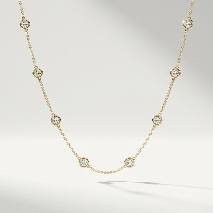 Diamond Bezel Set Station Necklace