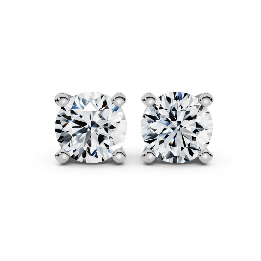 Elegant 3.00ctw round diamond lab grown stud earrings, featuring brilliant, eco-friendly diamonds set in a classic four-prong setting, perfect for everyday wear or special occasions.