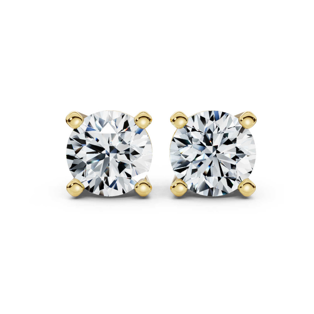 Elegant 3.00ctw round diamond lab grown stud earrings, featuring brilliant, eco-friendly diamonds set in a classic four-prong setting, perfect for everyday wear or special occasions.