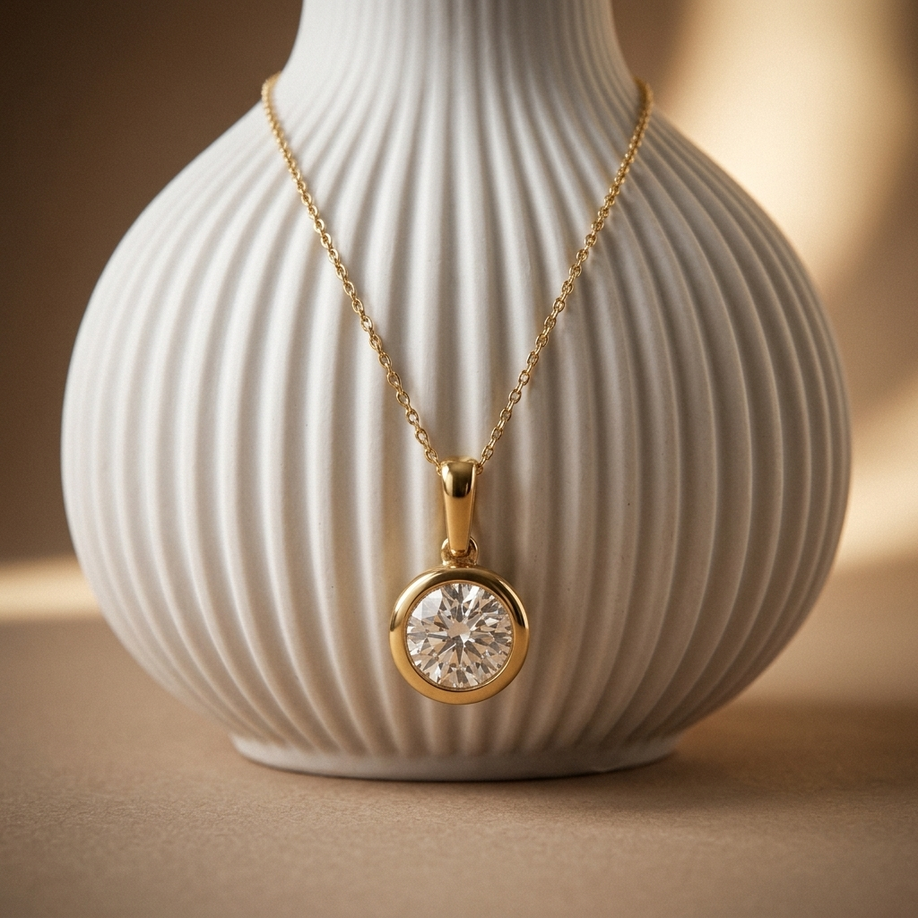 2.00ct Round Lab Grown Diamond Bezel Set Drop Necklace