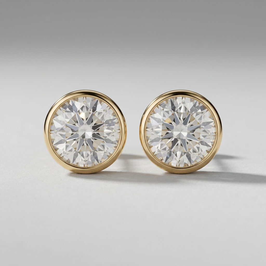 4.00ctw Round Diamond Lab Grown Bezel Set Stud Earrings