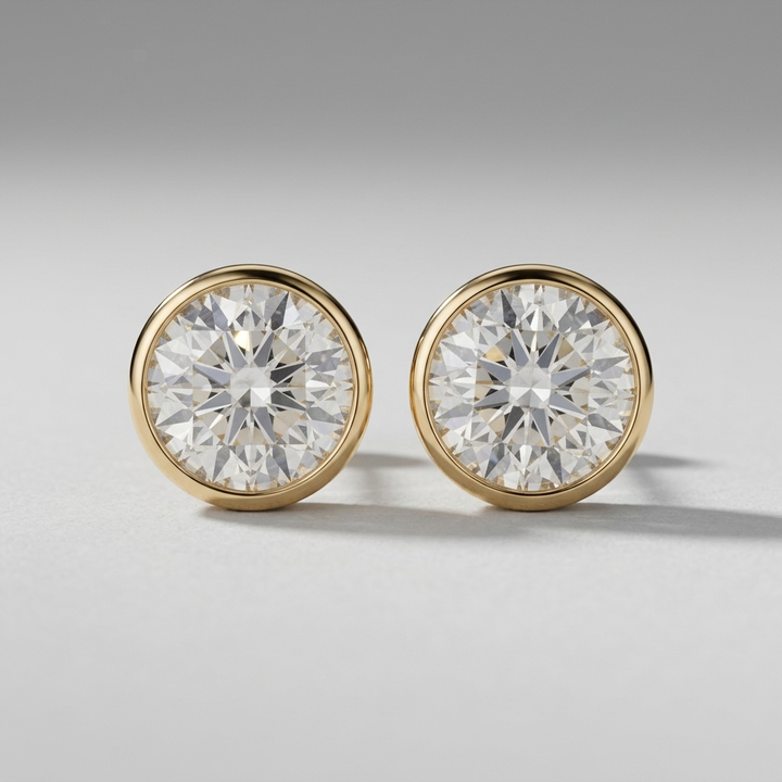 4.00ctw Round Diamond Lab Grown Bezel Set Stud Earrings