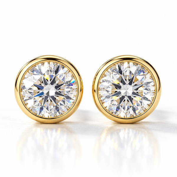 4.00ctw Round Diamond Lab Grown Bezel Set Stud Earrings
