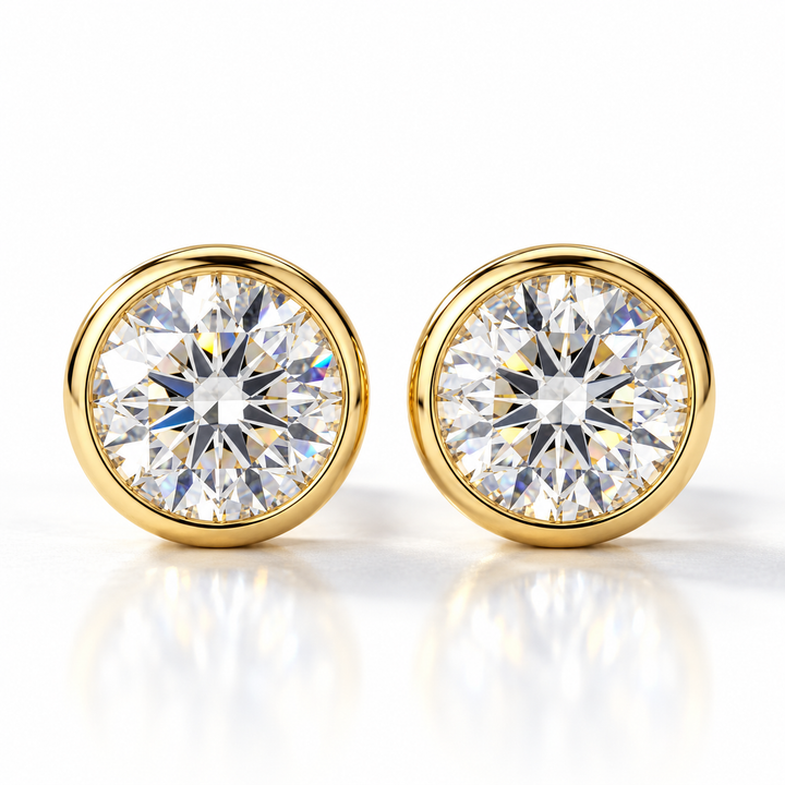 4.00ctw Round Diamond Lab Grown Bezel Set Stud Earrings