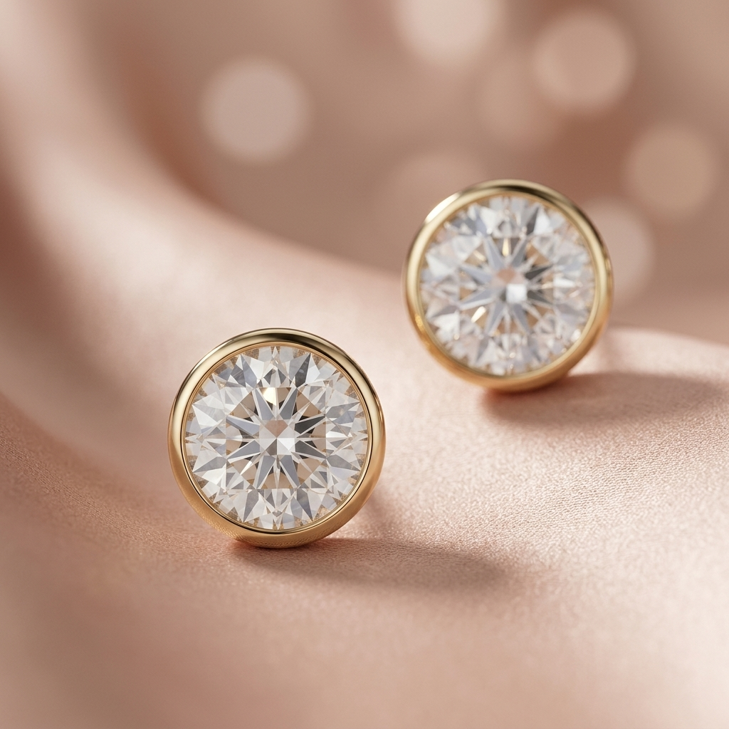 4.00ctw Round Diamond Lab Grown Bezel Set Stud Earrings