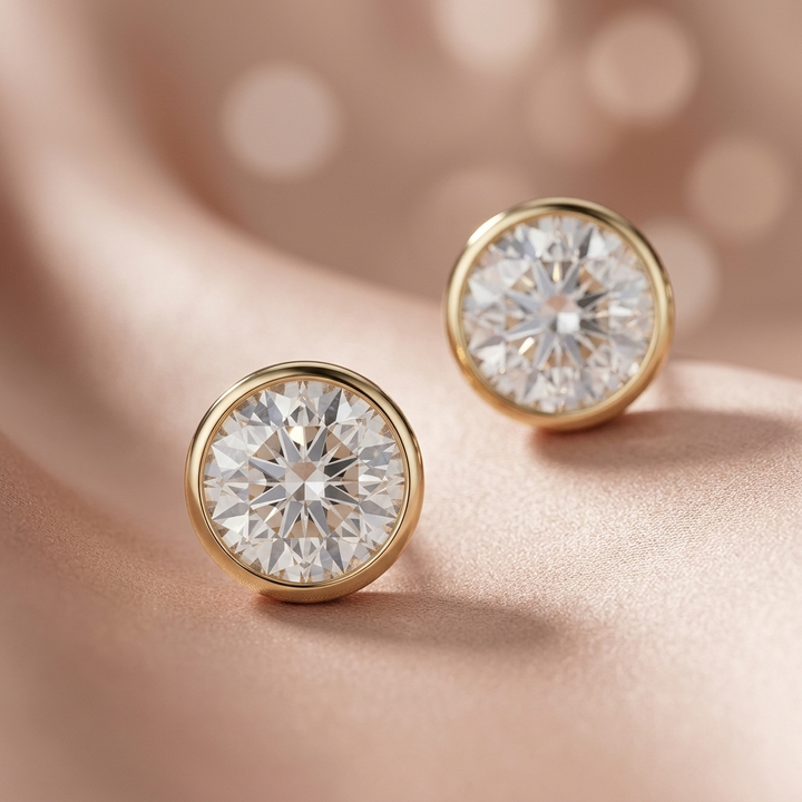 4.00ctw Round Diamond Lab Grown Bezel Set Stud Earrings