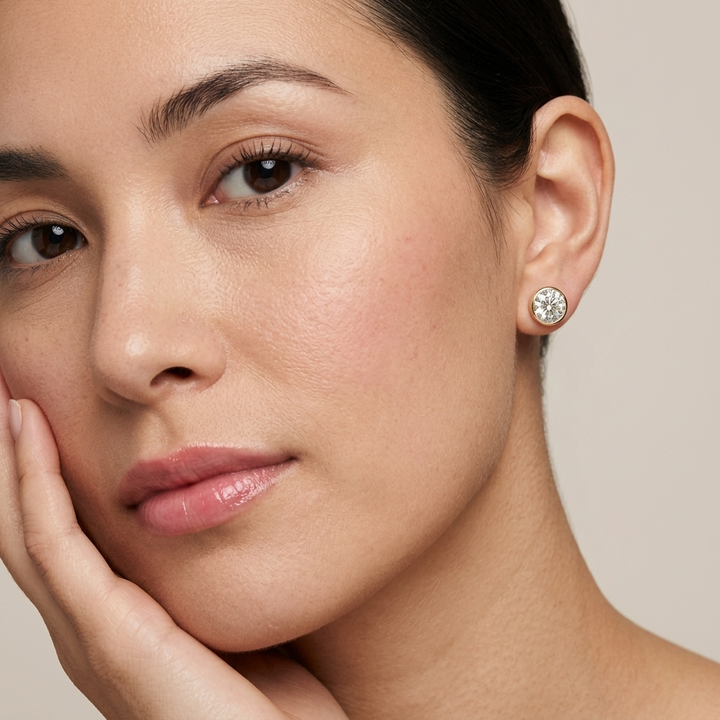 4.00ctw Round Diamond Lab Grown Bezel Set Stud Earrings
