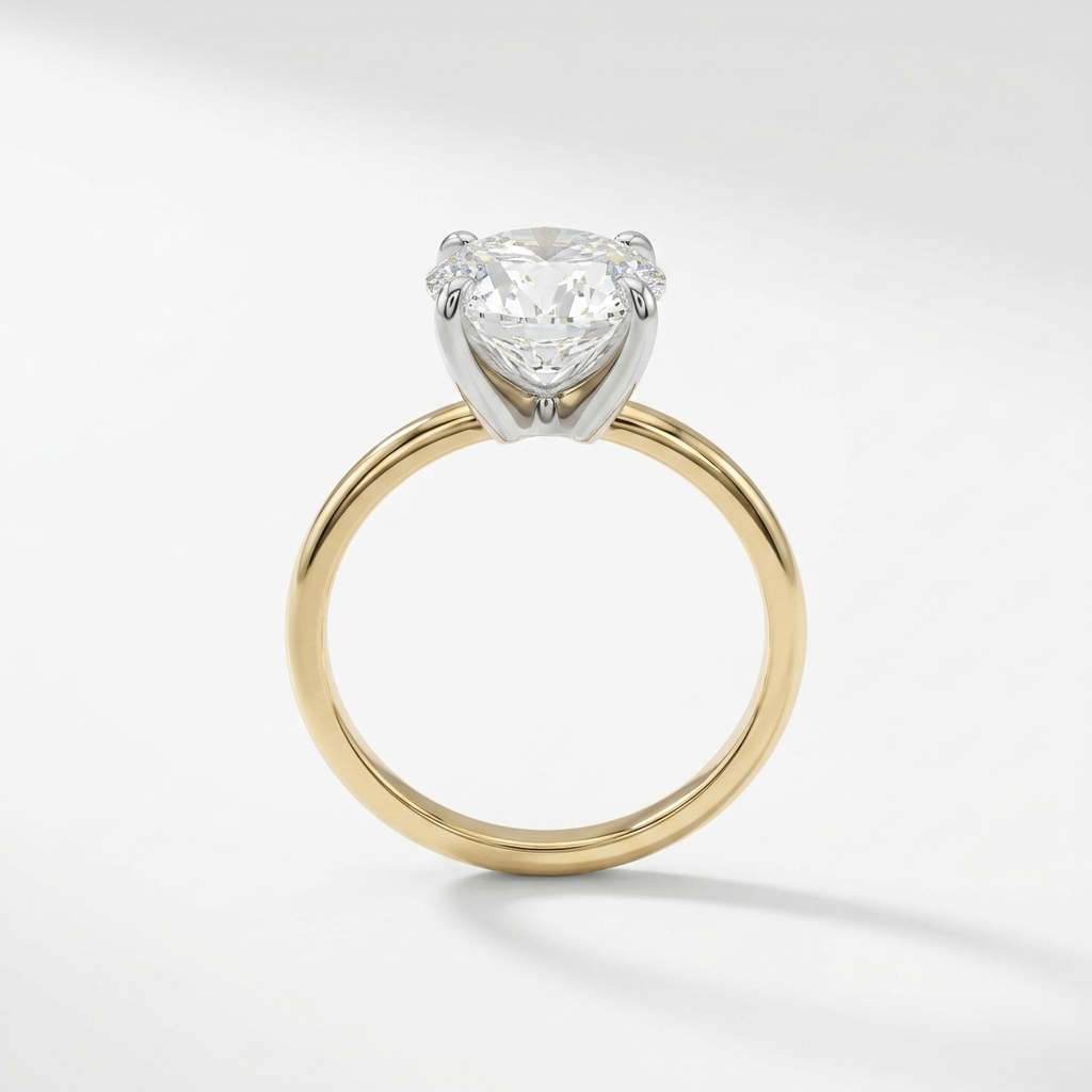 4.10cts Round Lab Grown 14kt Gold Solitaire Ring