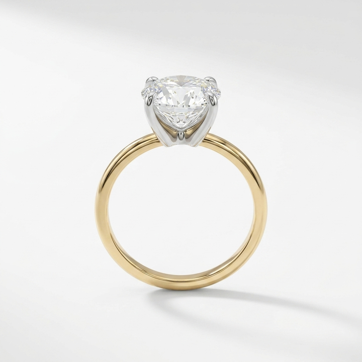 4.10cts Round Lab Grown 14kt Gold Solitaire Ring