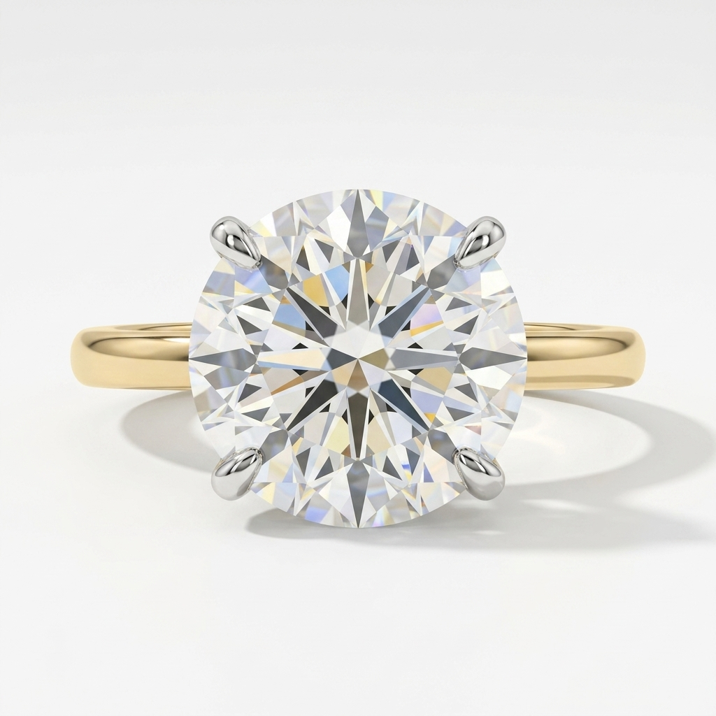 4.10cts Round Lab Grown 14kt Gold Solitaire Ring
