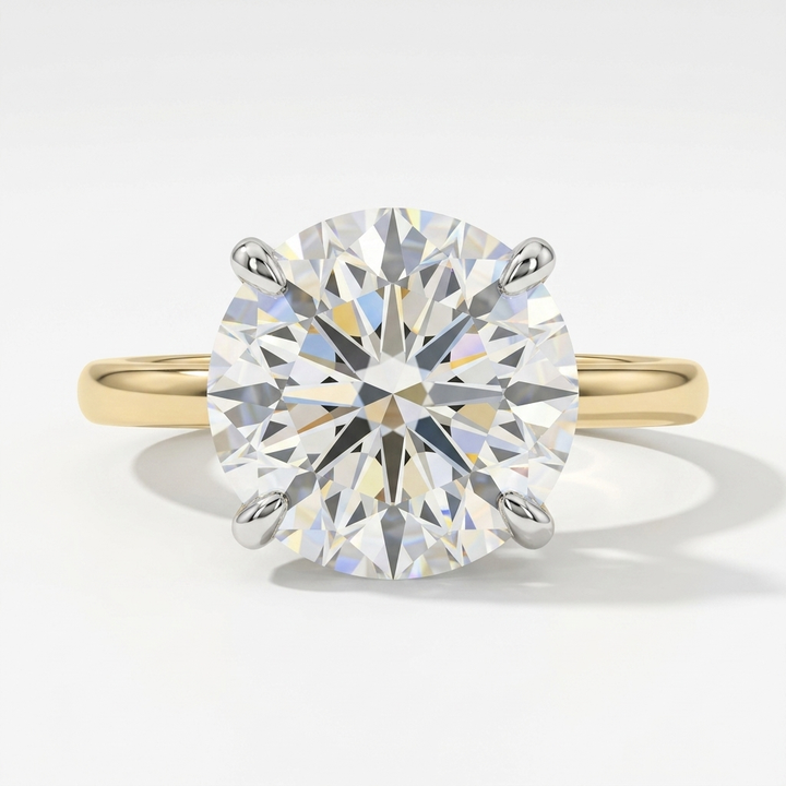 4.10cts Round Lab Grown 14kt Gold Solitaire Ring
