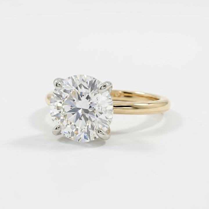 4.10cts Round Lab Grown 14kt Gold Solitaire Ring
