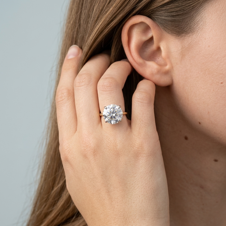 4.10cts Round Lab Grown 14kt Gold Solitaire Ring