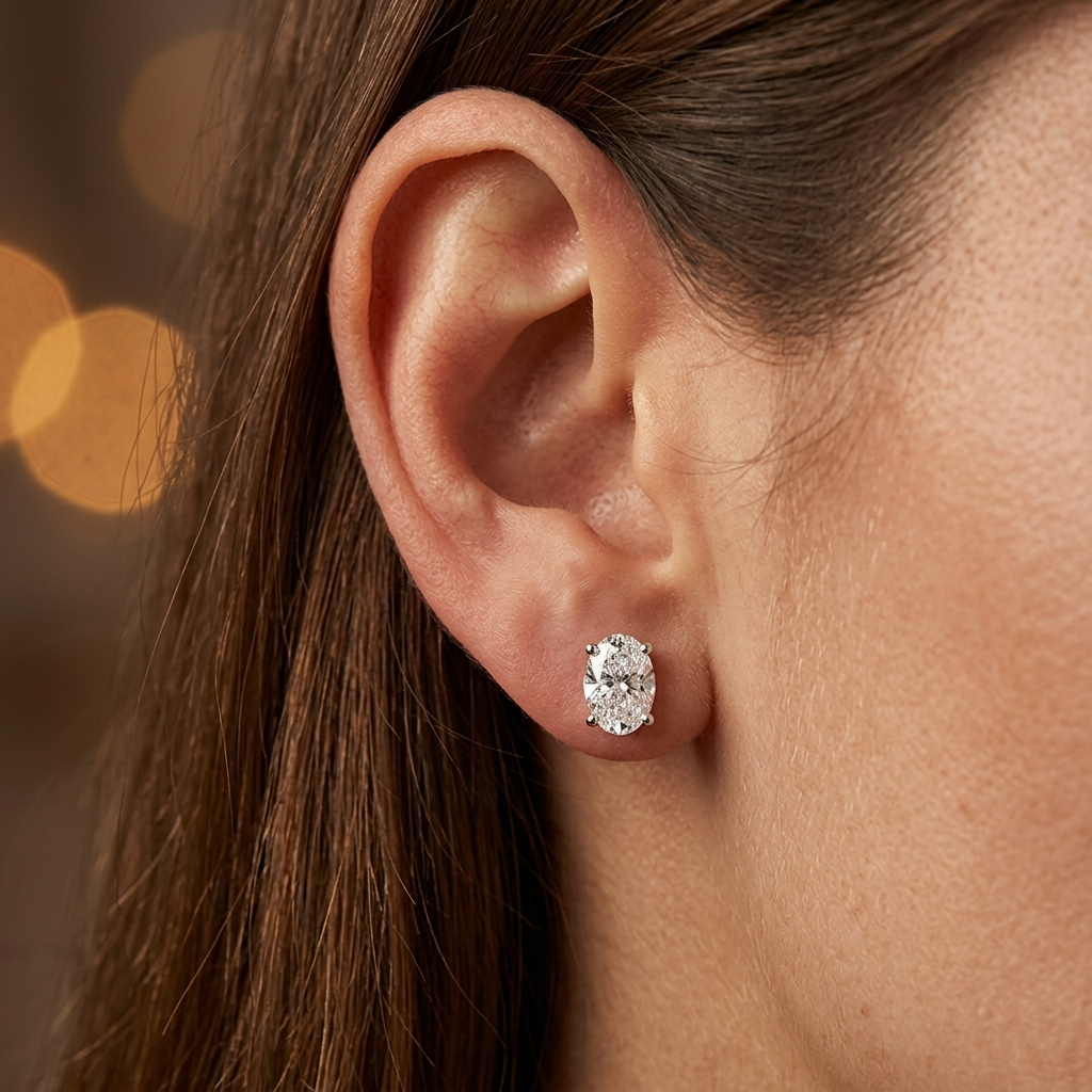 4.00ctw Oval Diamond Lab Grown Stud Earrings