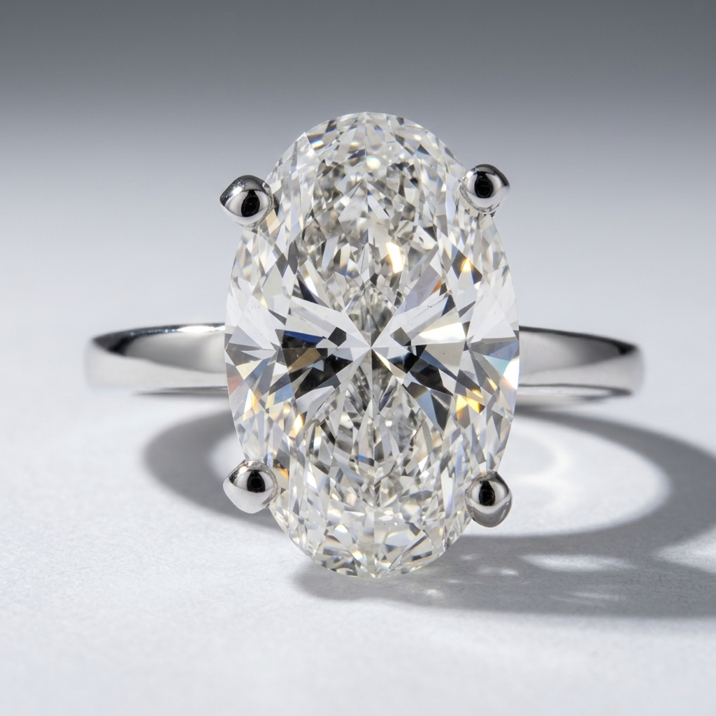 4.58cts Oval Lab Grown 14kt White Gold Solitaire Ring