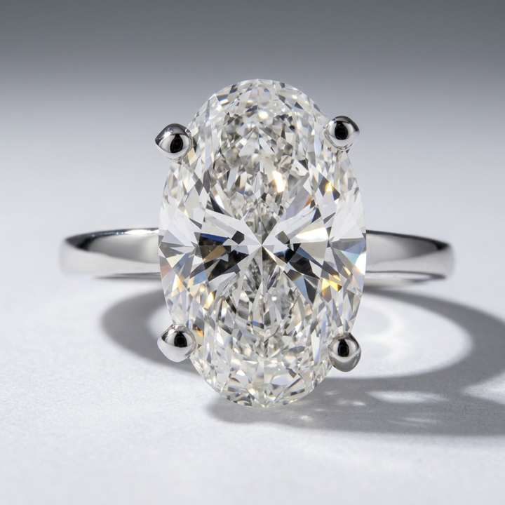 4.58cts Oval Lab Grown 14kt White Gold Solitaire Ring
