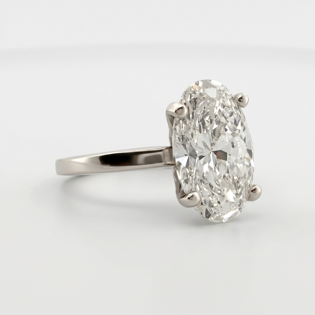4.58cts Oval Lab Grown 14kt White Gold Solitaire Ring
