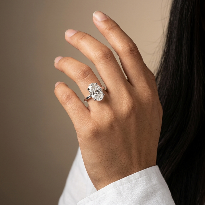 4.58cts Oval Lab Grown 14kt White Gold Solitaire Ring