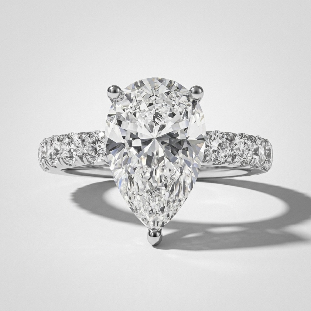 4.00ctw Oval Lab Grown Diamond Accented White Gold Ring