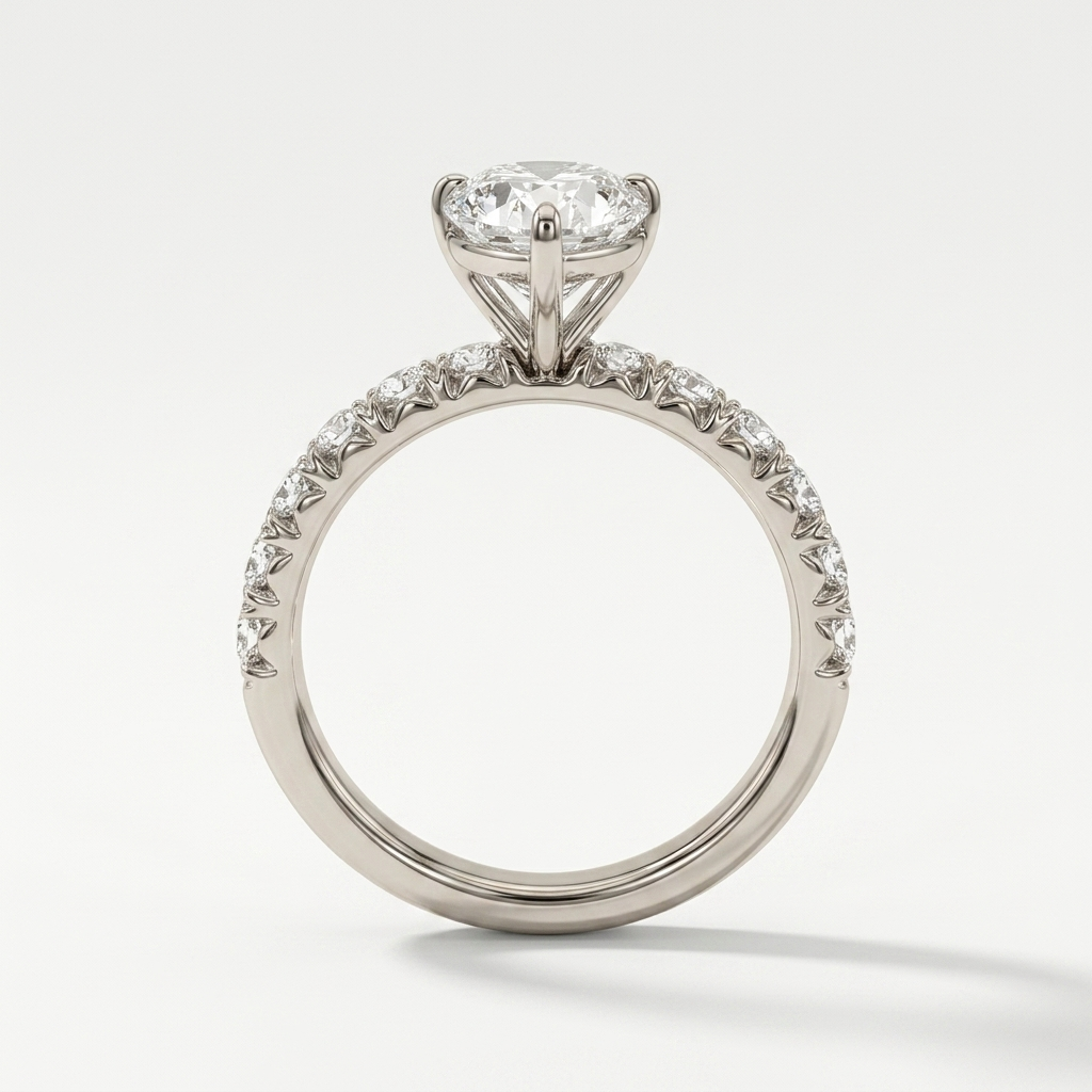 4.00ctw Oval Lab Grown Diamond Accented White Gold Ring