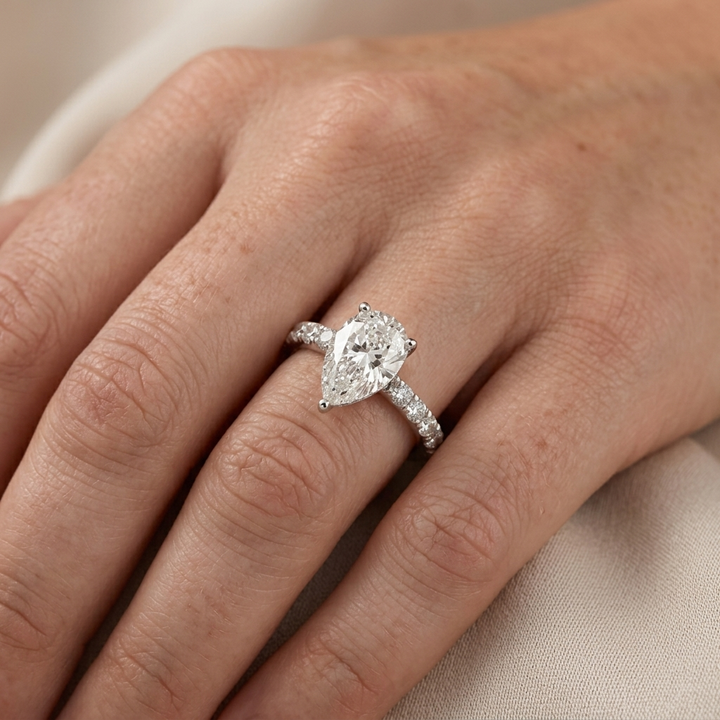 4.00ctw Oval Lab Grown Diamond Accented White Gold Ring