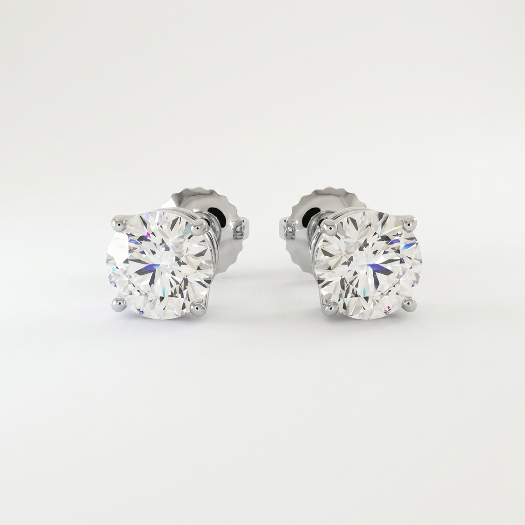 4.00ctw Round Diamond Lab Grown Stud Earrings