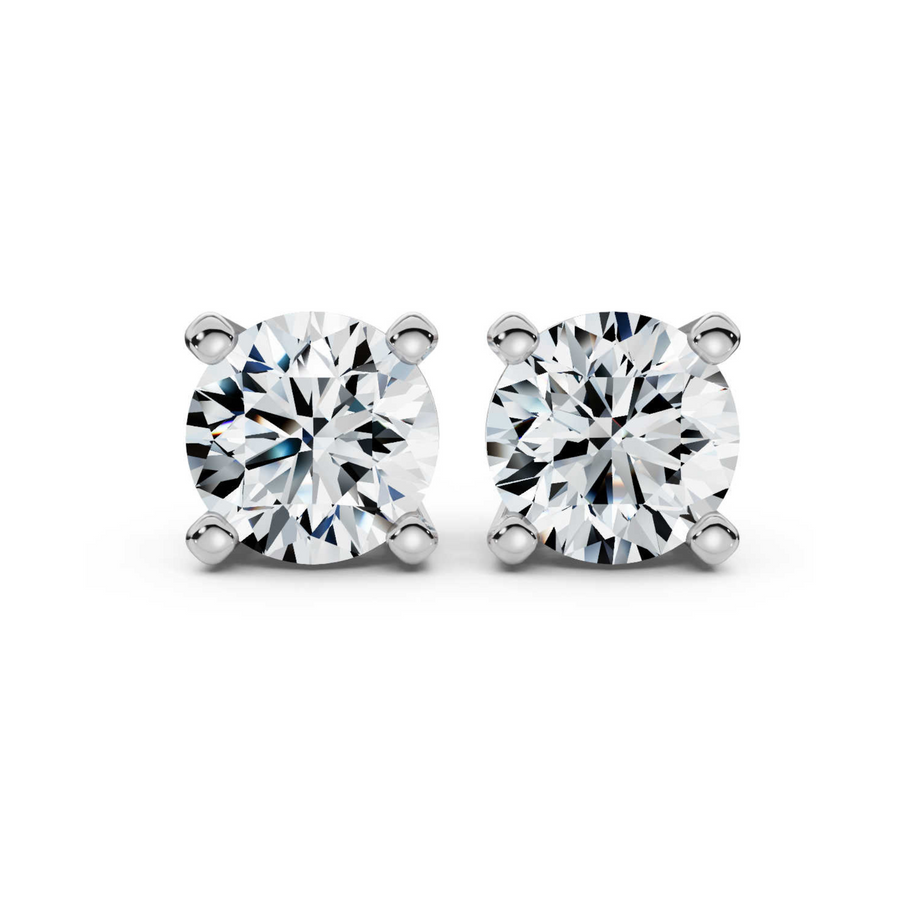 Brilliant 4.00ctw round diamond lab-grown stud earrings featuring sparkling, eco-friendly diamonds in classic prong settings. A timeless and sustainable statement of elegance.