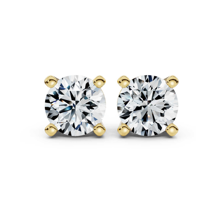Brilliant 4.00ctw round diamond lab-grown stud earrings featuring sparkling, eco-friendly diamonds in classic prong settings. A timeless and sustainable statement of elegance.