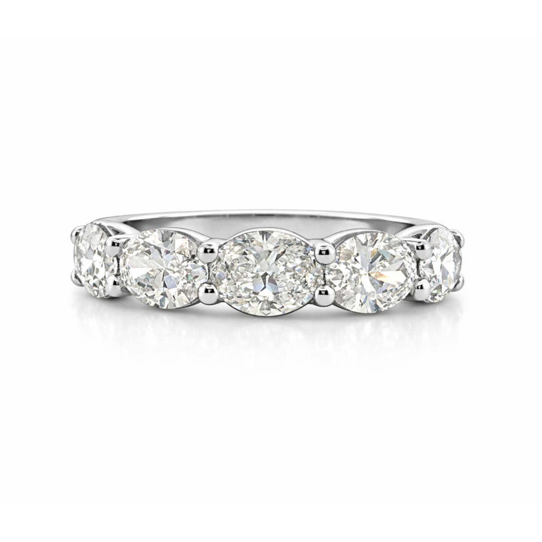 East West Oval Diamond White Gold Ring