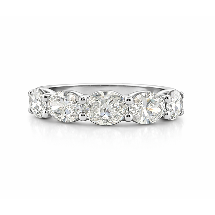 East West Oval Diamond White Gold Ring