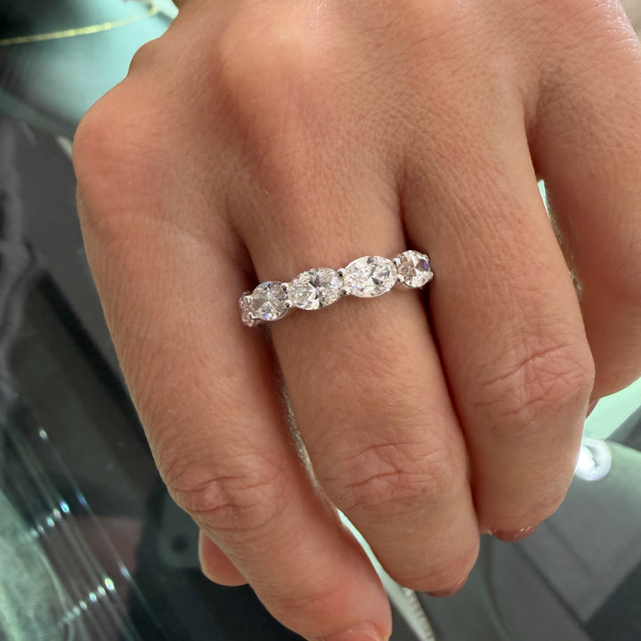 East West Oval Diamond White Gold Ring