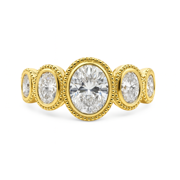 5 Oval Diamond Bezel Set Band