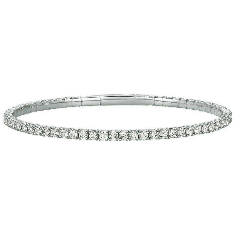 "Stunning 5.00ctw diamond flexible bangle with a sleek, adjustable design, adorned with brilliant round-cut diamonds that offer a sparkling, luxurious look, perfect for day-to-night elegance.