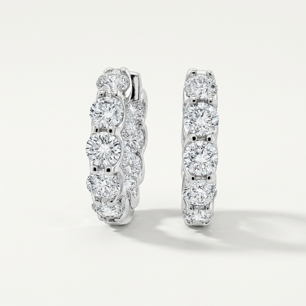 5.10ctw Diamond White Gold Inside Out Hoops