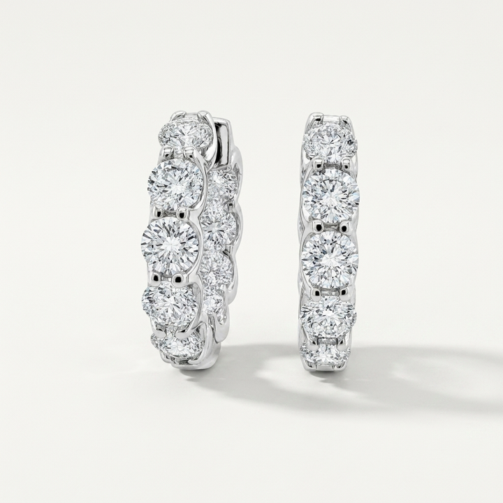 5.10ctw Diamond White Gold Inside Out Hoops