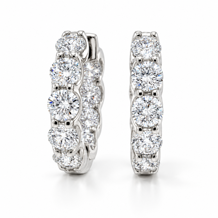 5.10ctw Diamond White Gold Inside Out Hoops