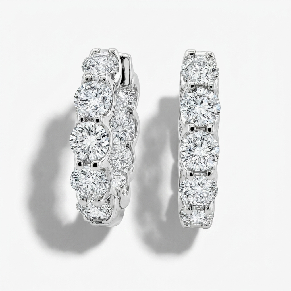 5.10ctw Diamond White Gold Inside Out Hoops