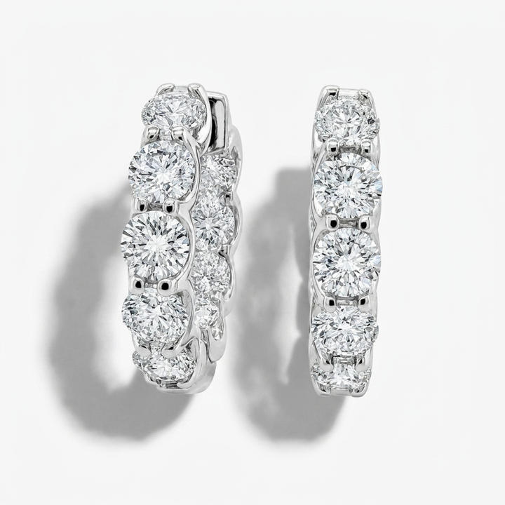 5.10ctw Diamond White Gold Inside Out Hoops