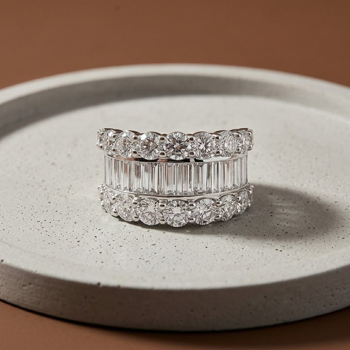 5.30ctw Baguette & Round Lab Grown Diamond Ring
