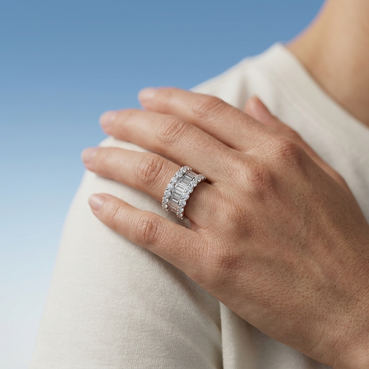 5.30ctw Baguette & Round Lab Grown Diamond Ring