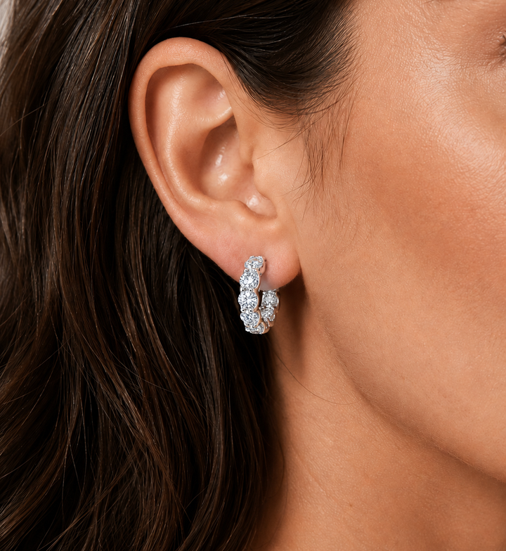 5.10ctw Diamond White Gold Inside Out Hoops