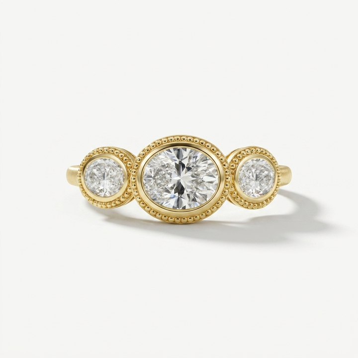 3 Oval Diamond Bezel Set Band