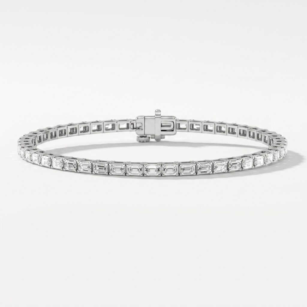 6.00ctw Emerald Cut Diamond 14kt White Gold Bracelet