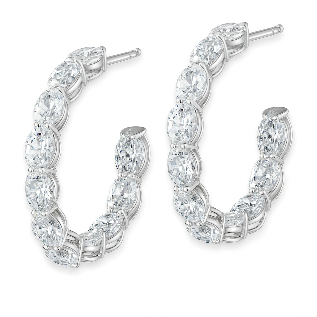 6.00ctw Lab Grown Oval Diamond Inside Out Hoops