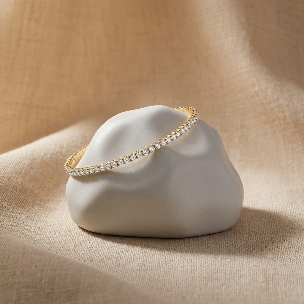 2.40ctw Diamond Flexible Yellow Gold Bangle