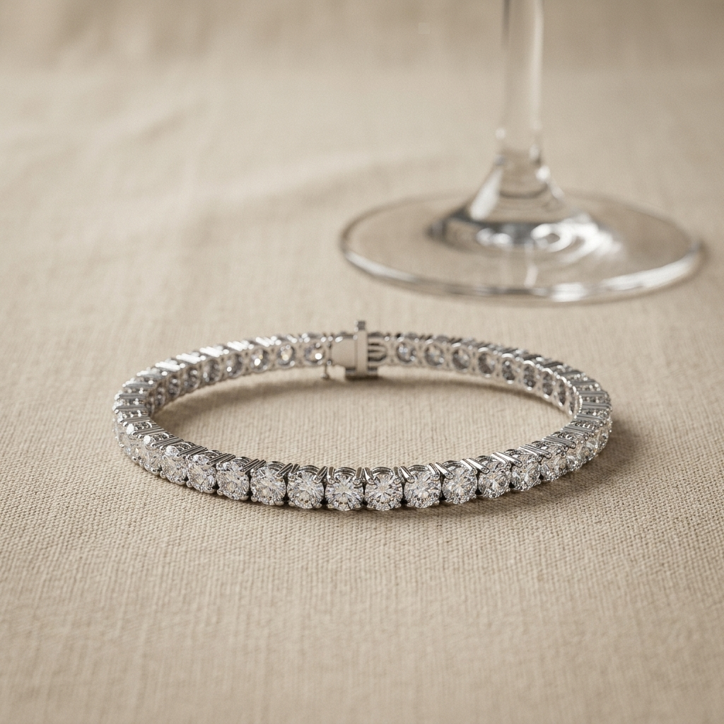 8.30ctw Round Diamond White Gold Bracelet