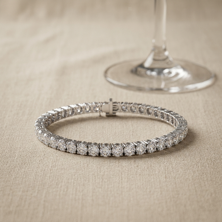 8.30ctw Round Diamond White Gold Bracelet